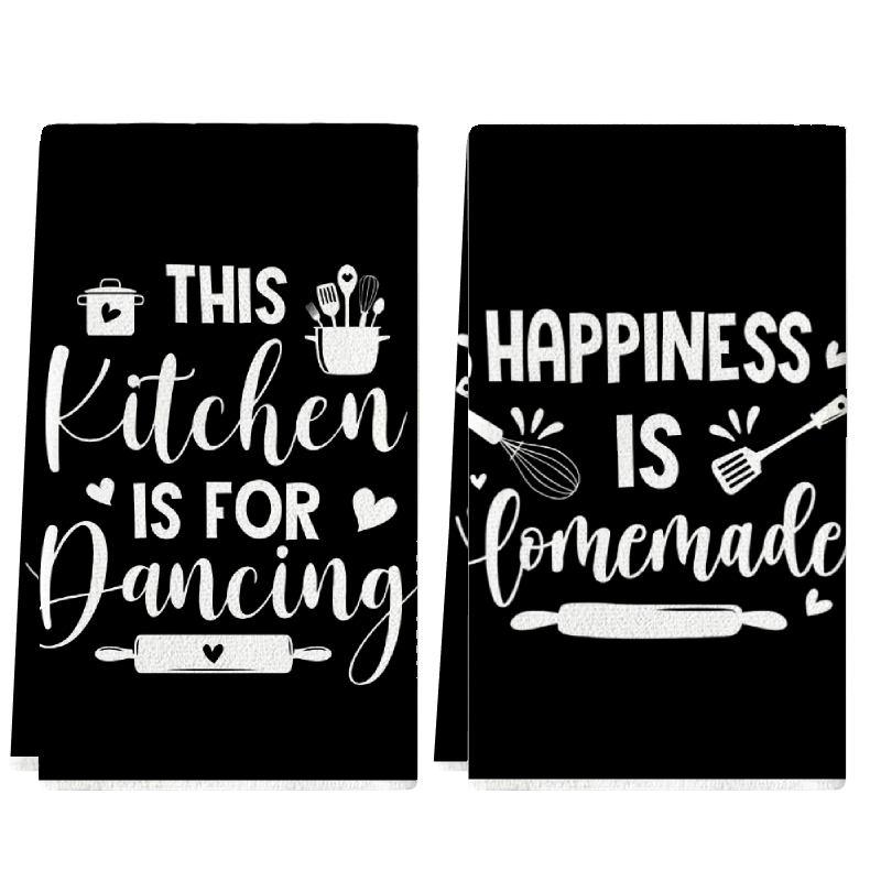 Home Cooking On - قطعتان، مناشف مطبخ بتصميم نصوص مرحة