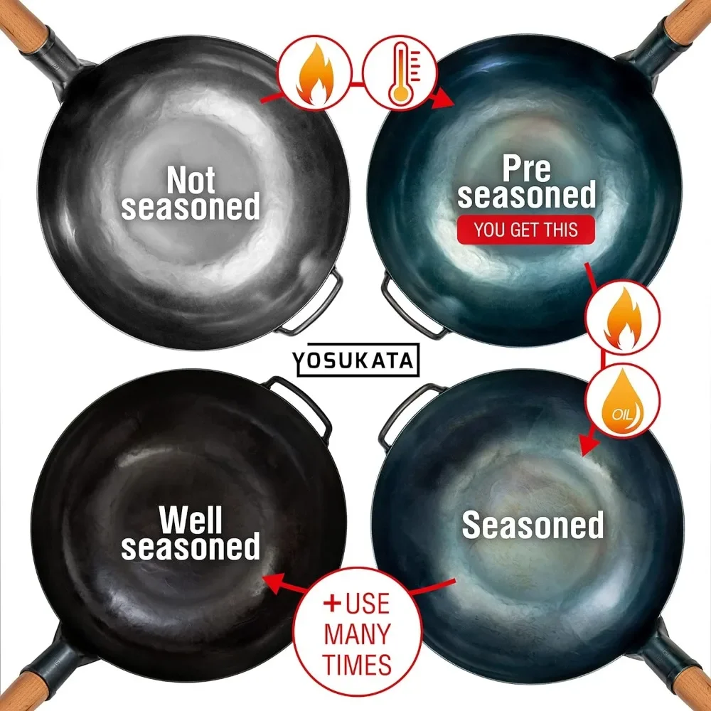Wok Carbon Steel - مقلاة مسطحة القاع - مقلاة من
