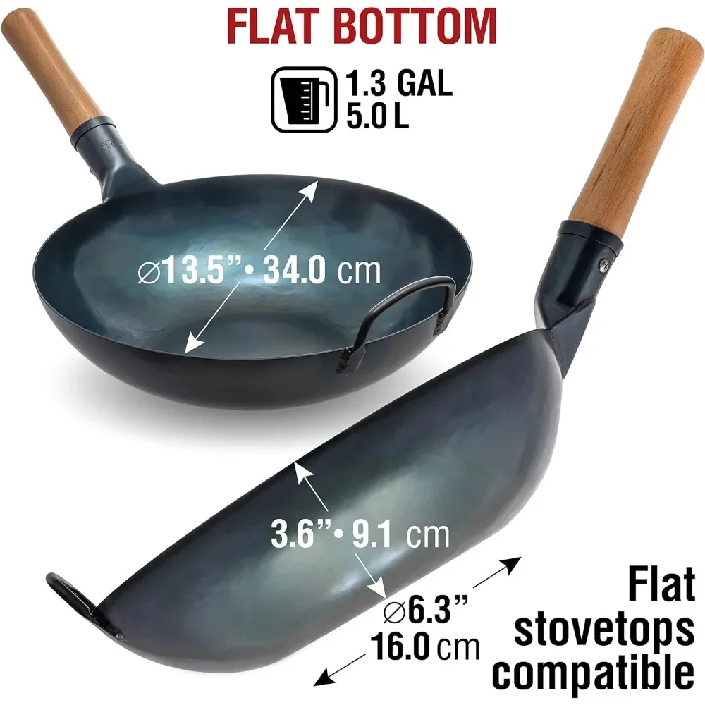 مقلاة مسطحة القاع - مقلاة من ا - مراجعة Wok Carbon Steel وسعره
